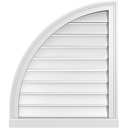 Ekena Millwork Quarter Round Top Left Surface Mount PVC Gable Vent w/ 2"W x 2"P Brickmould Sill Frame, 24"W x 28"H GVPQL24X2803SF